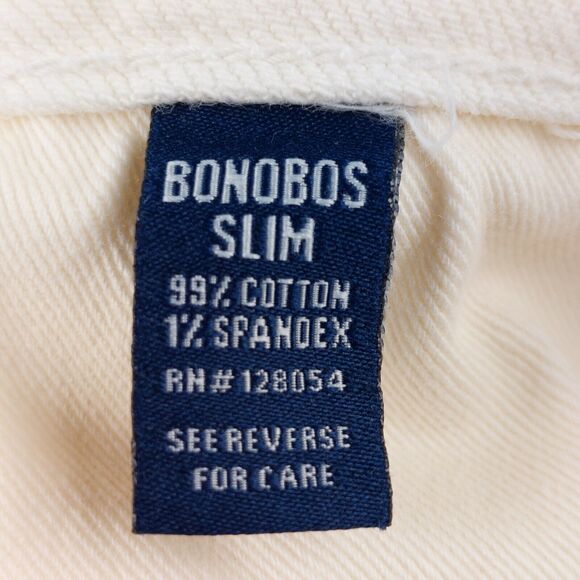 Bonobos Travel Jeans Mens 32x33* Off White Slim Straight Fit Stretch Preppy - Picture 4 of 6
